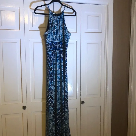 London Times | Dresses | London Times Geometric Halter Maxi Dress Sz |  Poshmark
